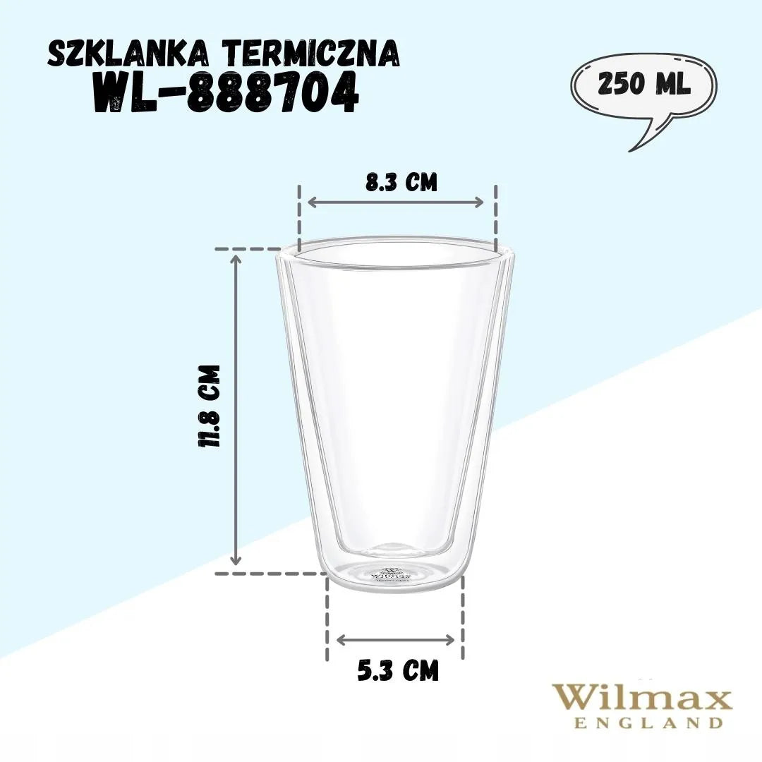 Wilmax Doppelwandiges Glas 250 ml Transparent