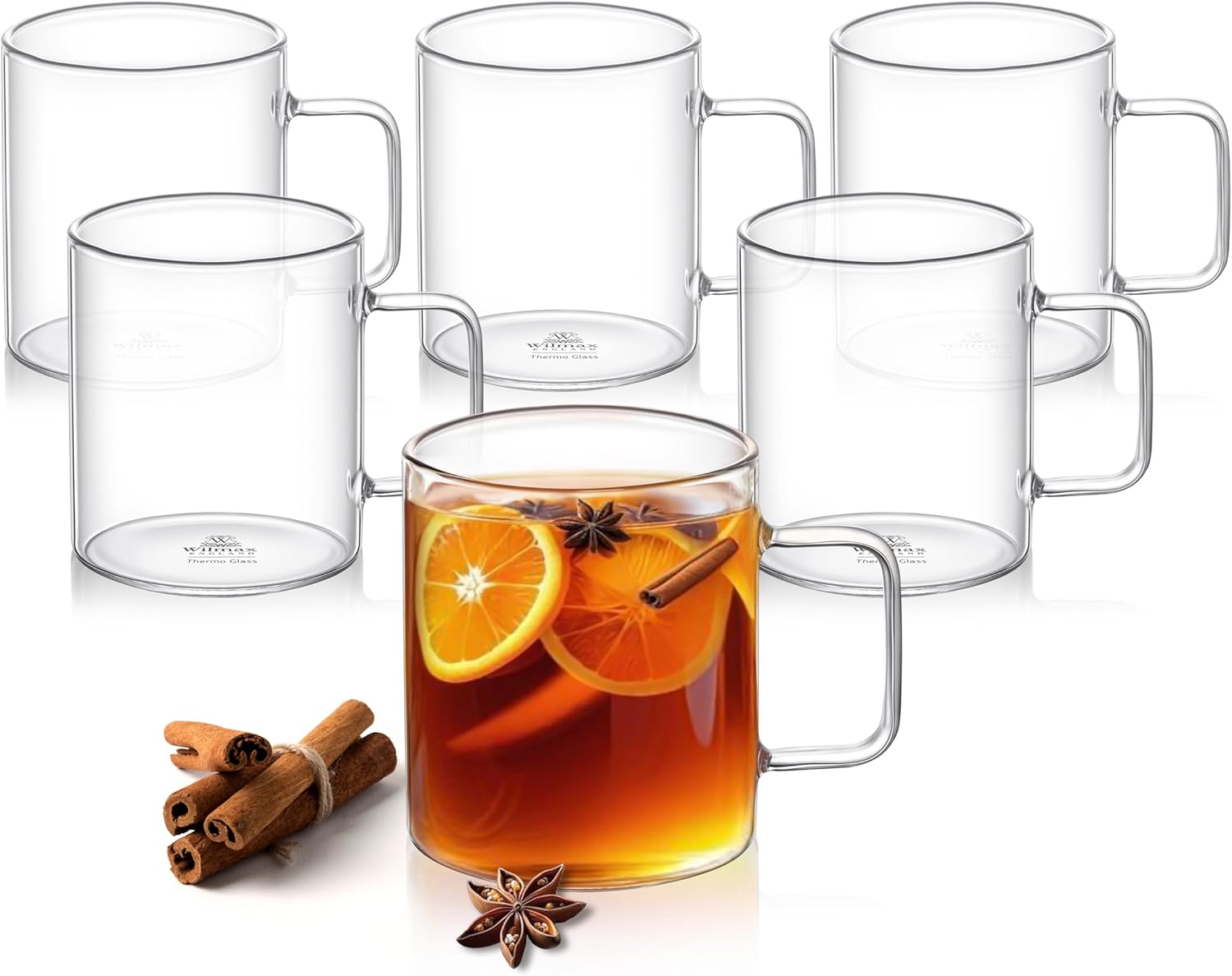 Wilmax Glastasse 500 ml 6er-Set Transparent aus Borosilikatglas
