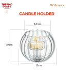 Wilmax Teelichthalter für 1 Teelicht 12 × 10 cm Transparent aus Glas