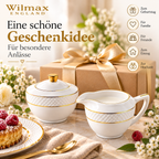 Wilmax Zucker- und Milchkännchen-Set mit Goldrand aus Porzellan 2-teilig