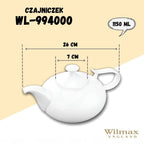 Wilmax Kaffee- und Teekanne mit integriertem Ausgusssieb 1150 ml Weiß aus Porzellan