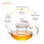 Wilmax Teekanne 900 ml Glas mit Glasdeckel Transparent WL-888814/A