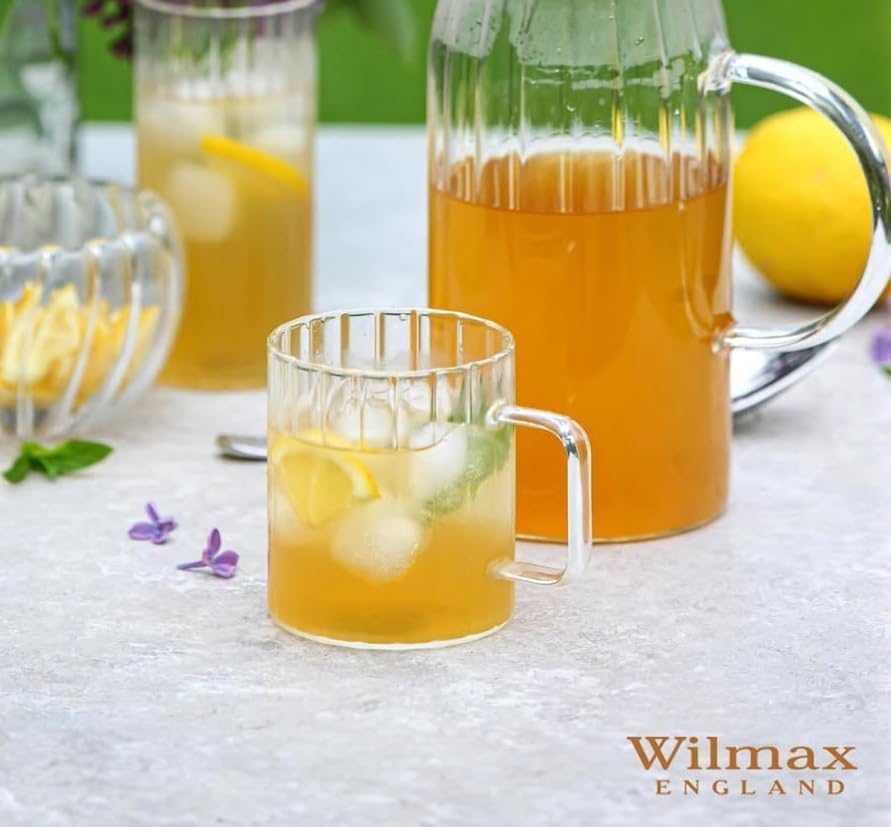 Wilmax Hitzebeständiger Glasbecher mit Henkel 150 ml Transparent aus Glas