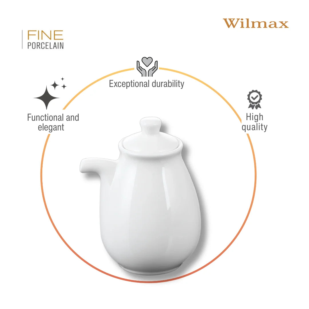 Wilmax Sojasaucenflasche 170 ml Weiß aus Porzellan
