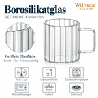 Wilmax Hitzebeständiger Glasbecher mit Henkel 200 ml 6er-Set aus Glas