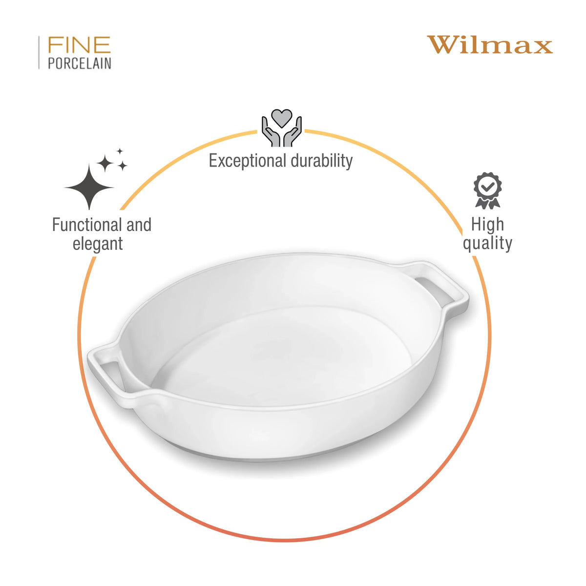 Wilmax Auflaufform mit Griffen 2730 ml Weiß aus Porzellan
