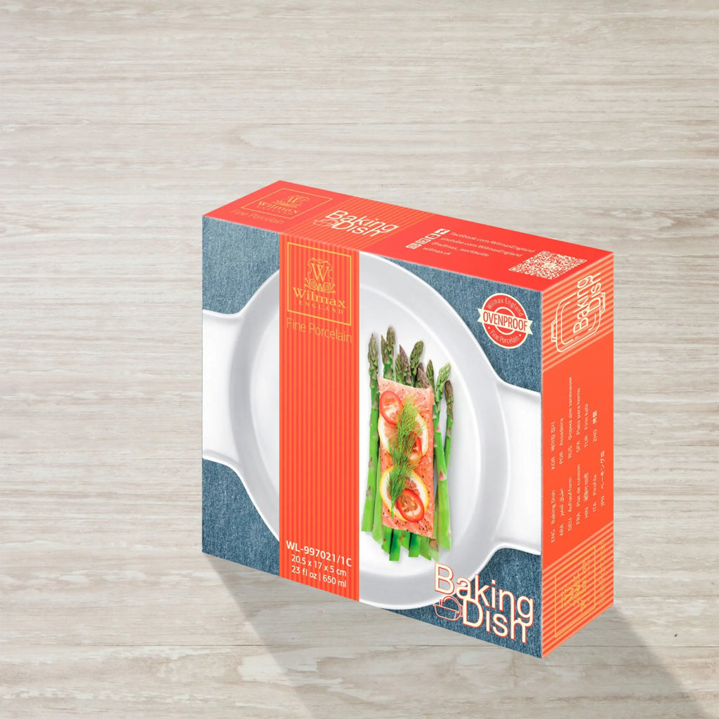 Wilmax Auflaufform mit Griffen 650 ml Weiß aus Porzellan