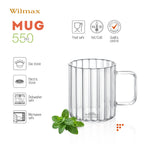 Wilmax Hitzebeständiger Glasbecher mit Henkel 550 ml 6er-Set aus Glas