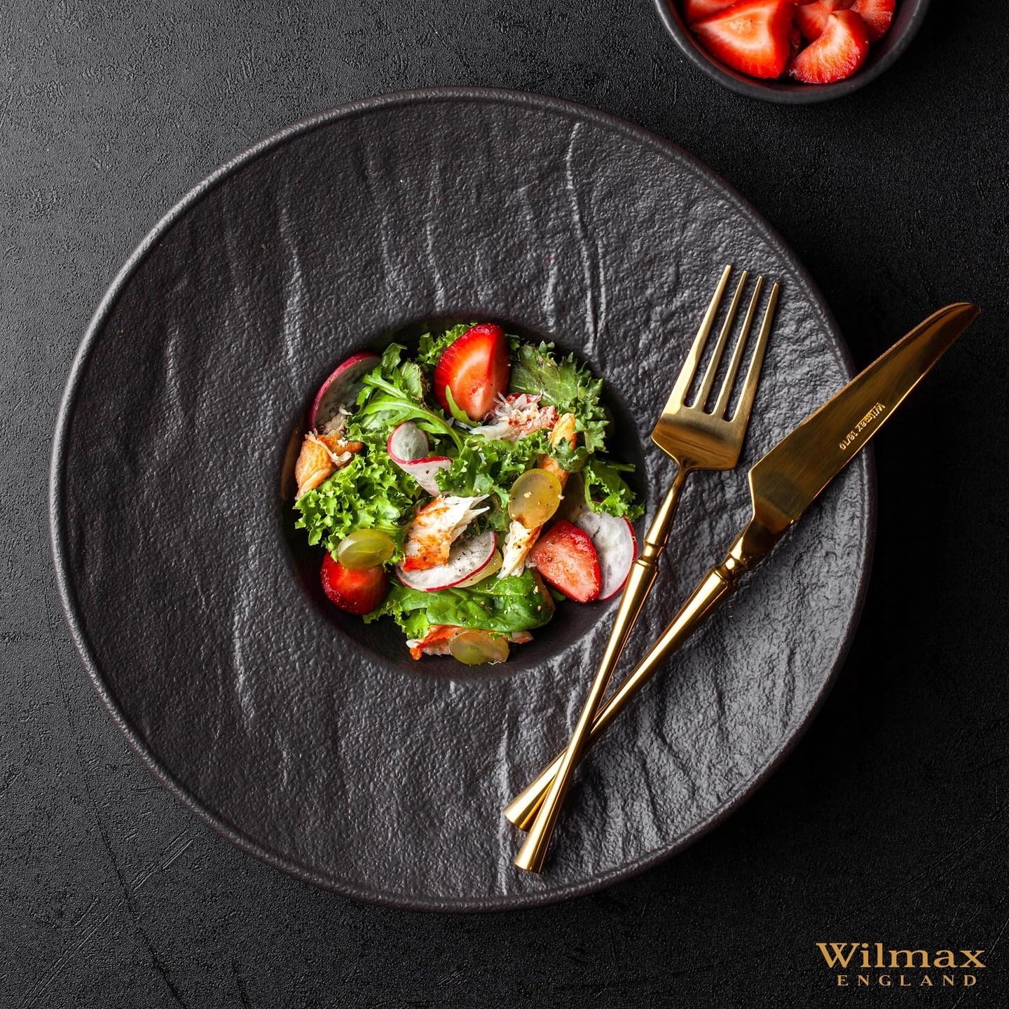 Wilmax Tiefer Teller 27 cm 250 ml 2er-Set Schwarz aus Porzellan
