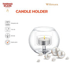 Wilmax Teelichthalter für 1 Teelicht 10 × 8 cm Transparent aus Glas
