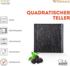 Wilmax Quadratische Servierplatte 13 × 13 cm 6er-Set Schwarz aus Porzellan