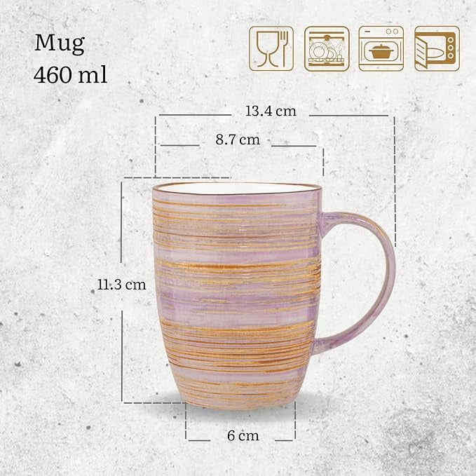 Wilmax Becher 460 ml 6er-Set Lavendel aus Porzellan