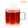 Wilmax Hitzebeständiger Glasbecher mit Henkel 300 ml Transparent aus Glas