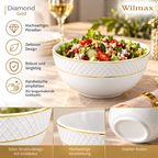 Wilmax Schale 1850 ml 20 cm Weiß mit Goldrand aus Porzellan