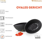 Wilmax Ovale Schale 8 × 6 × 3 cm 6er-Set Schwarz aus Porzellan