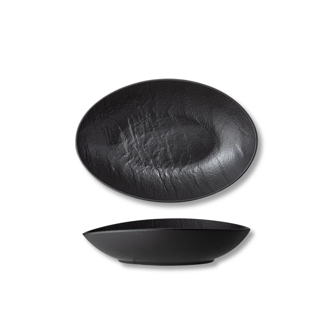 Wilmax Ovale Schale 13 × 10 × 6 cm Schwarz aus Porzellan