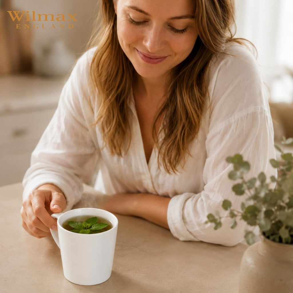 Wilmax Tasse 280 ml 2er-Set Weiß aus Porzellan