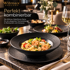 Wilmax Tiefer Teller 22,5 cm 1100 ml Schwarz aus Porzellan