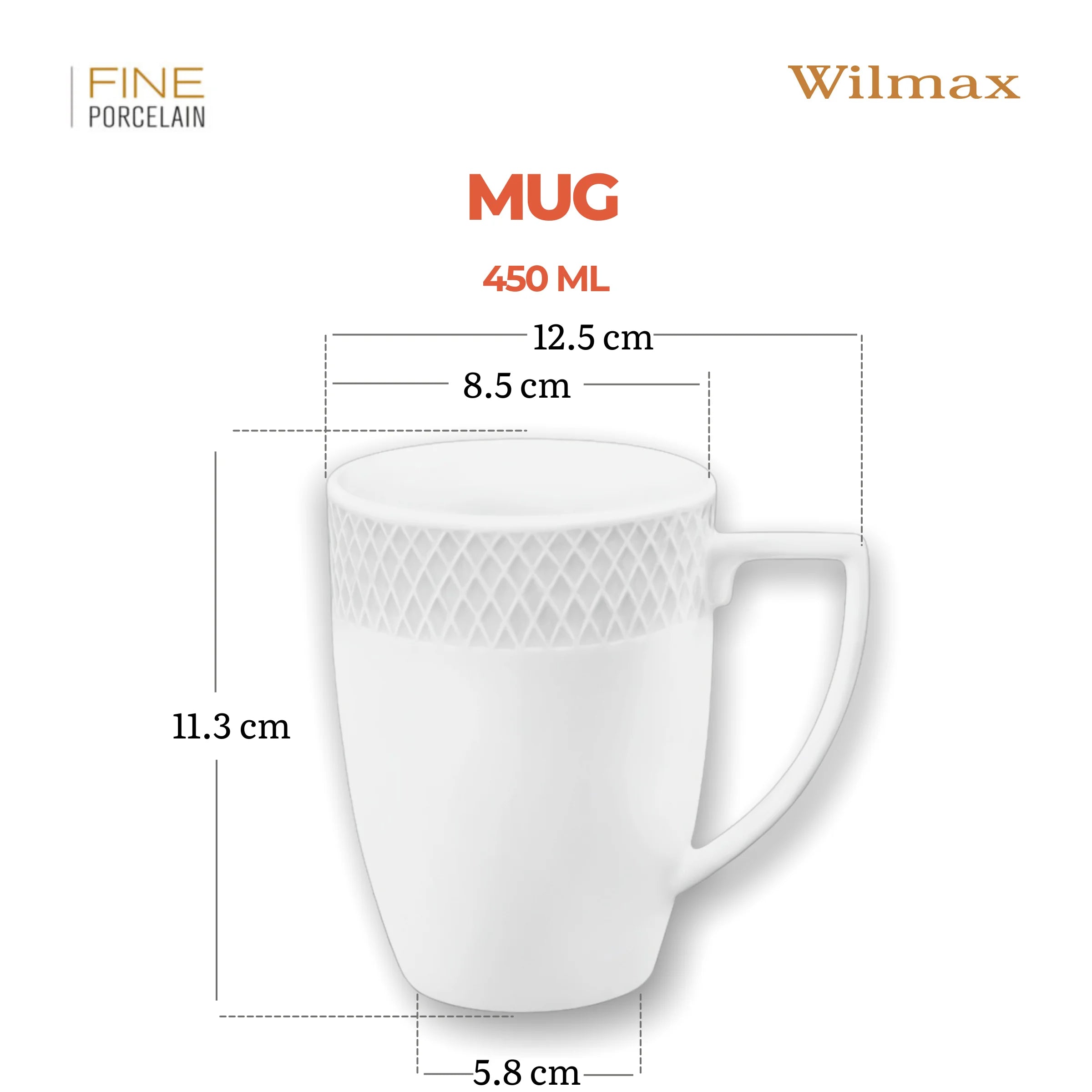 Wilmax Becher 450 ml 2er-Set Weiß aus Porzellan