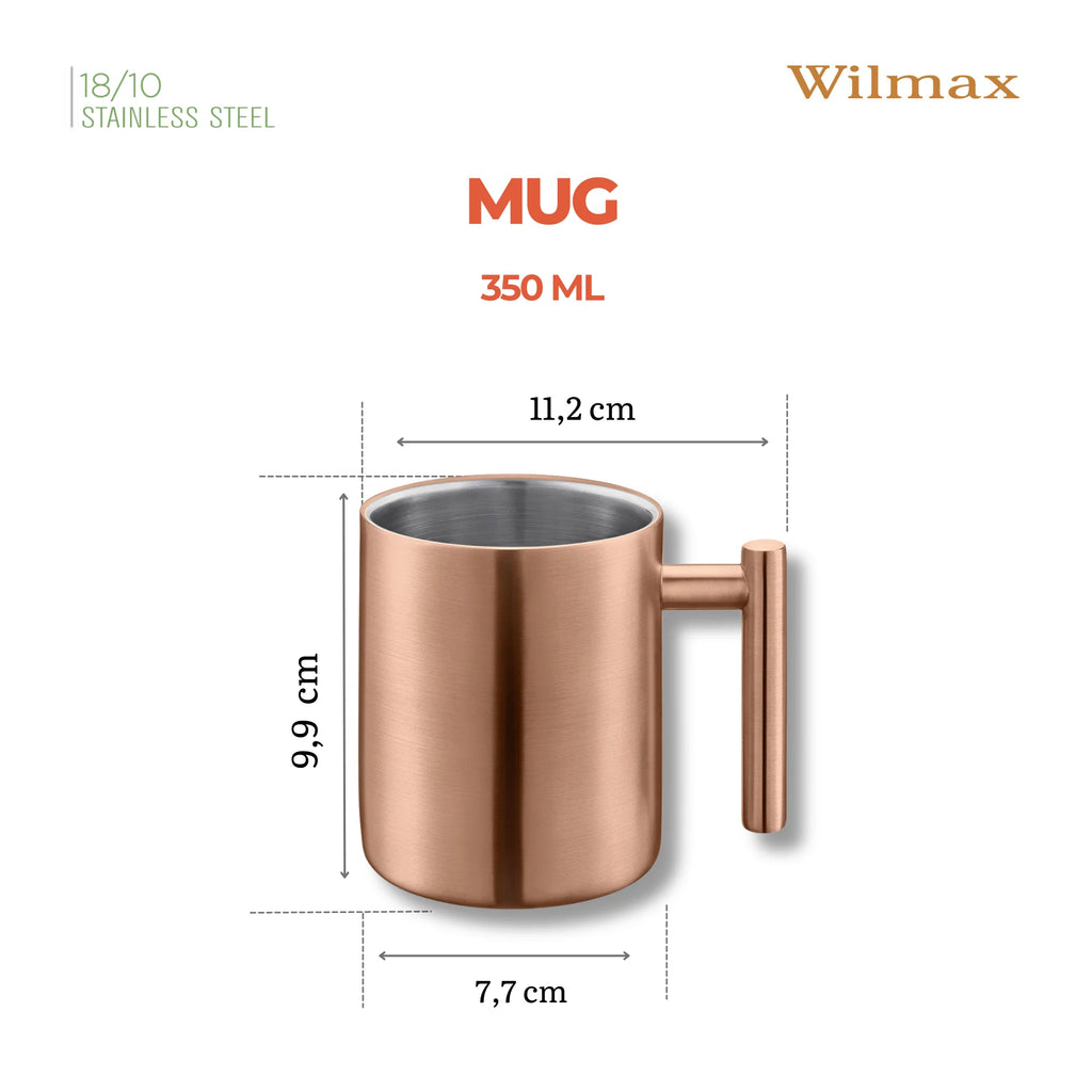 Wilmax Doppelwandiger Becher 350 ml Gold aus Edelstahl