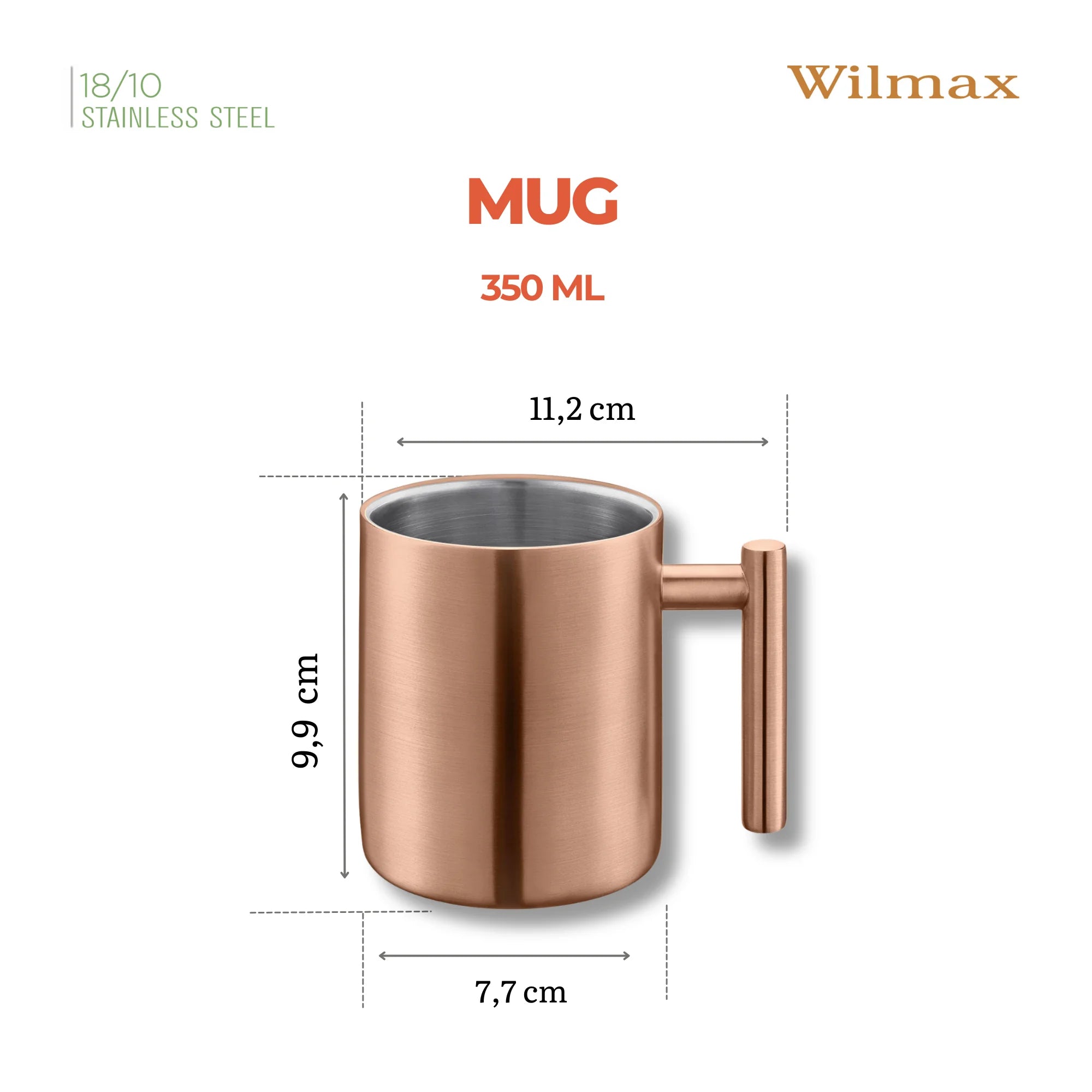 Wilmax Doppelwandiger Becher 350 ml Gold aus Edelstahl