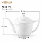 Wilmax Kaffee- und Teekanne mit integriertem Ausgusssieb mit integriertem Ausgusssieb 900 ml Weiß aus Porzellan