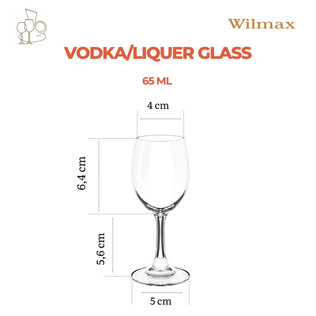 Wilmax Wodka- und Likörglas 65 ml 6er-Set Transparent aus Wilmax Crystalline-Serie