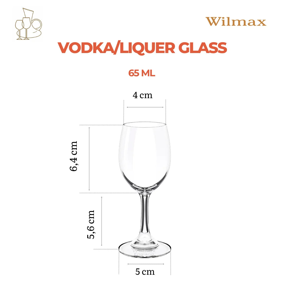 Wilmax Wodka- und Likörglas 65 ml 6er-Set Transparent aus Wilmax Crystalline-Serie