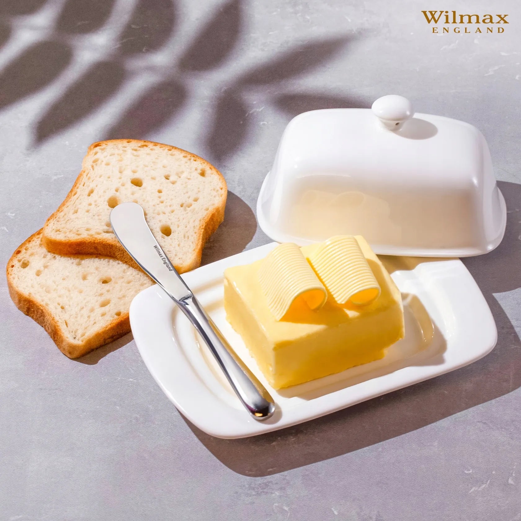 Wilmax Butterdose 19 × 12,5 × 8,5 cm Weiß aus Porzellan