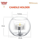 Wilmax Teelichthalter für 1 Teelicht 10 × 8 cm Transparent aus Glas