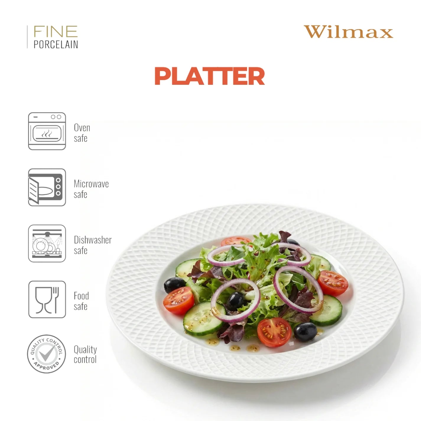 Wilmax Runde Servierplatte 30,5 cm Weiß aus Porzellan