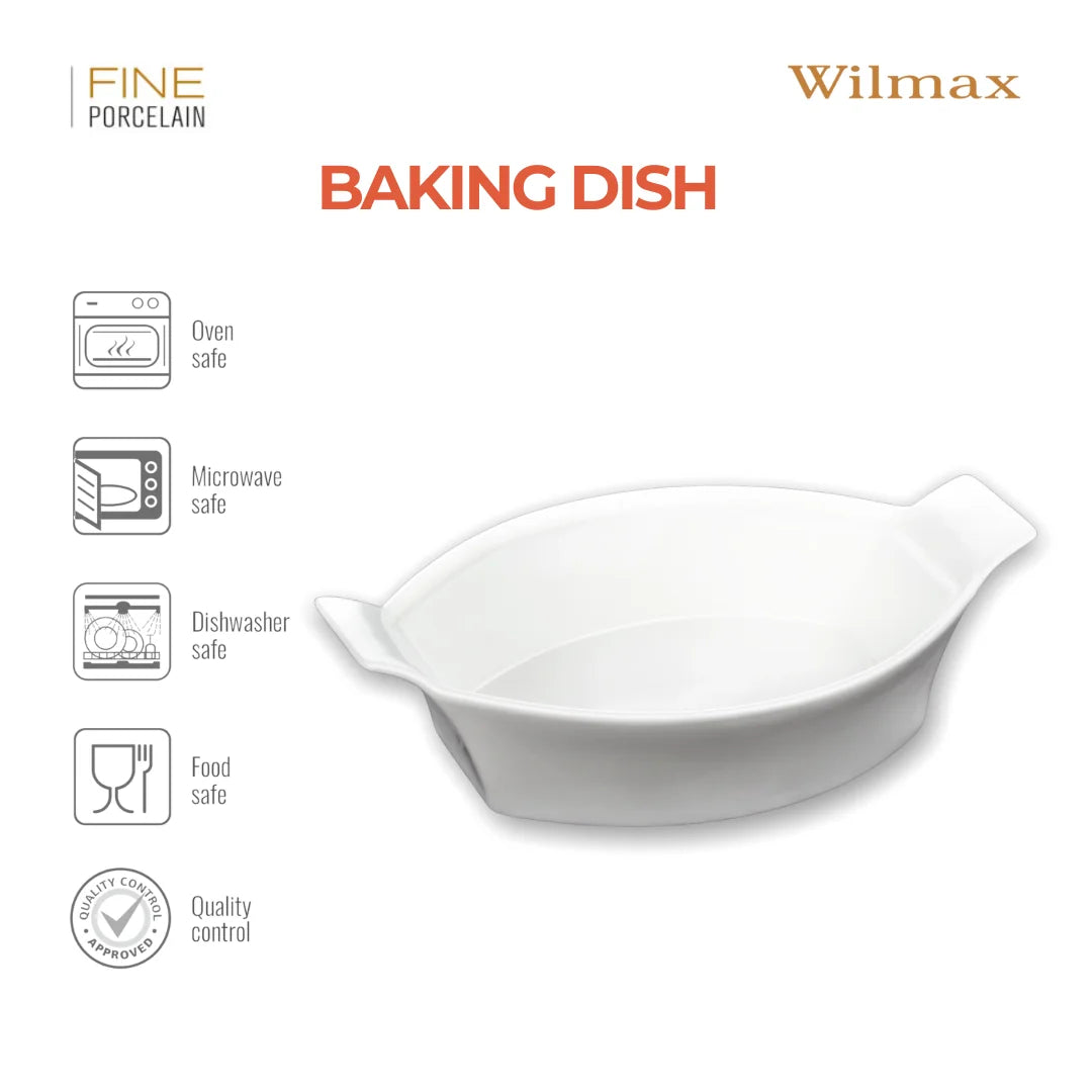 Wilmax Ovale Backform 22 cm Weiß aus Porzellan