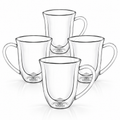 Wilmax Doppelwandige Tasse 250 ml 4er-Set Transparent