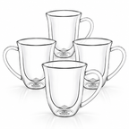 Wilmax Doppelwandige Tasse 250 ml 4er-Set Transparent