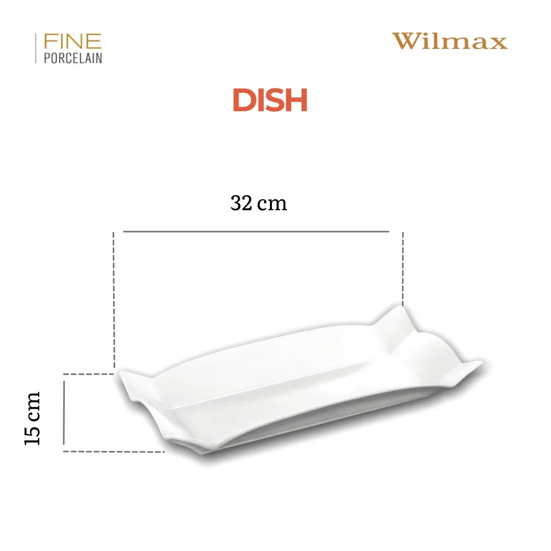 Wilmax Servierplatte 31,75 × 15,24 cm Weiß aus Porzellan
