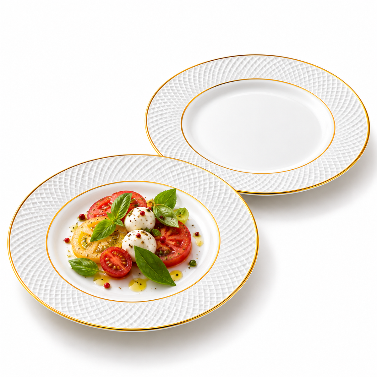 Wilmax Brotteller 15 cm 2er-Set Weiß mit Goldrand aus Porzellan