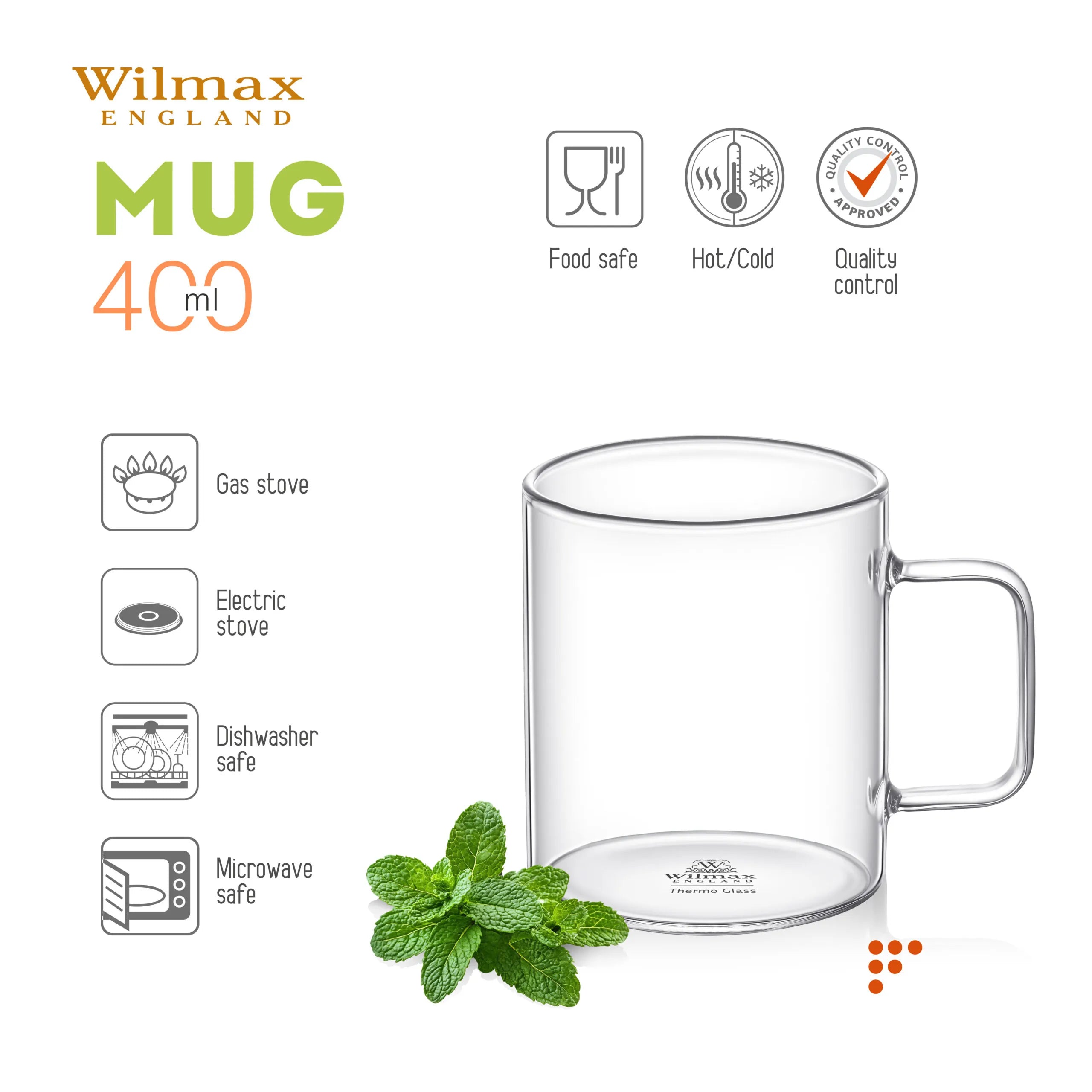 Wilmax Kaffeetasse 400 ml Transparent aus Borosilikatglas