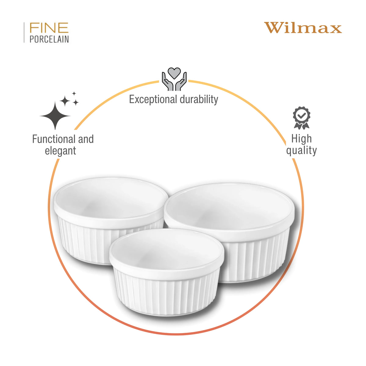 Wilmax Ramekin 3-teilig Weiß aus Porzellan