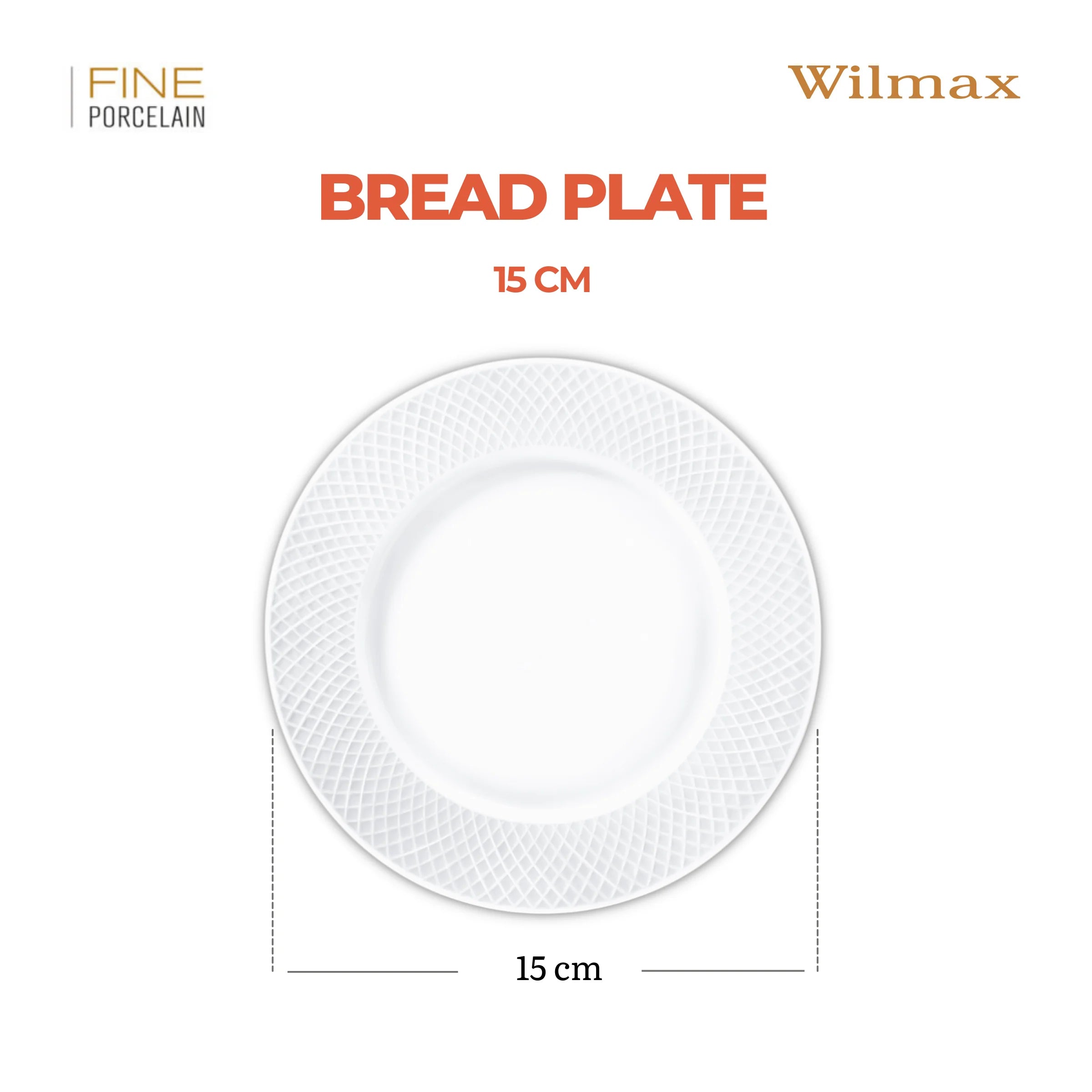 Wilmax Brotteller 15 cm Weiß aus Porzellan