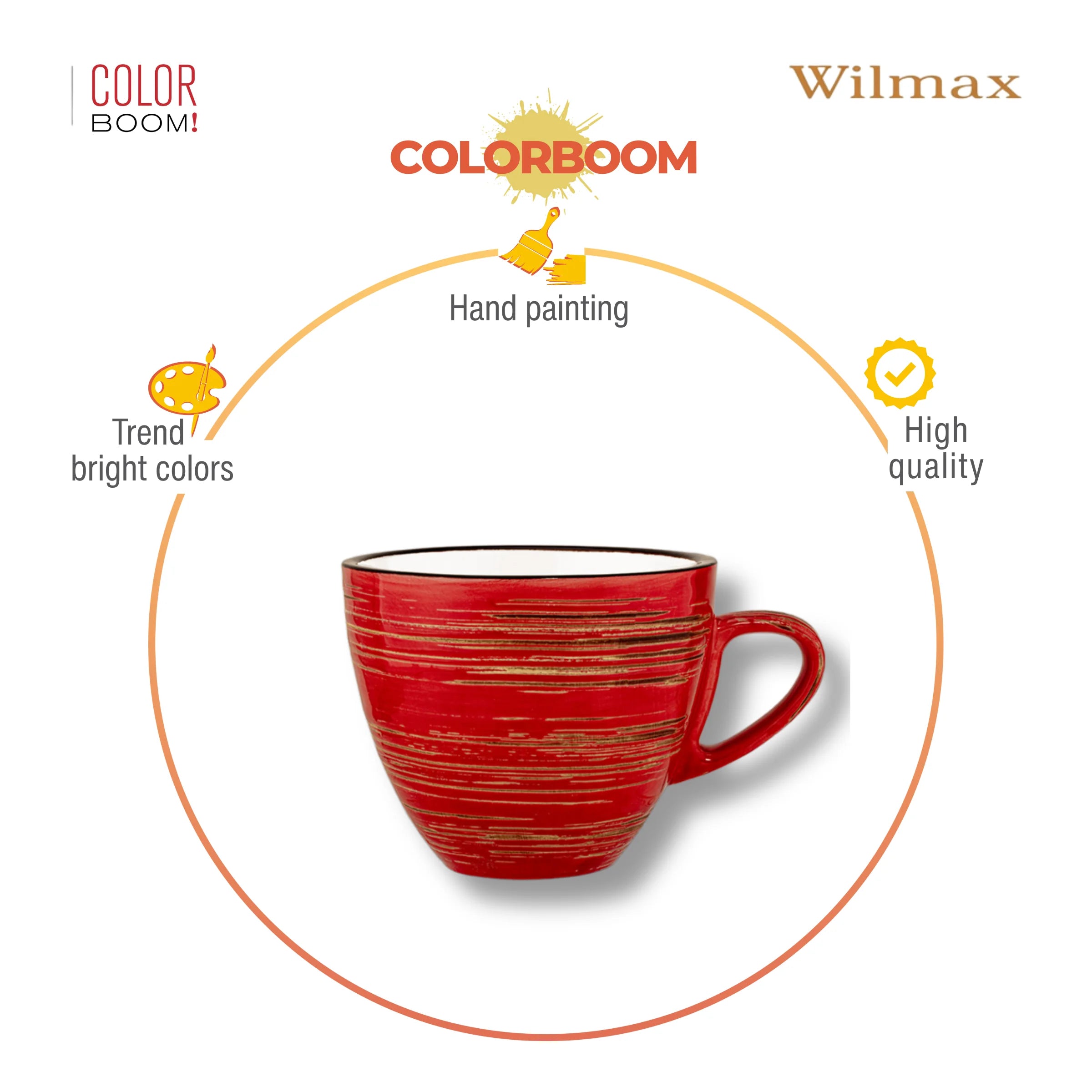 Wilmax Tasse 300 ml Rot aus Porzellan