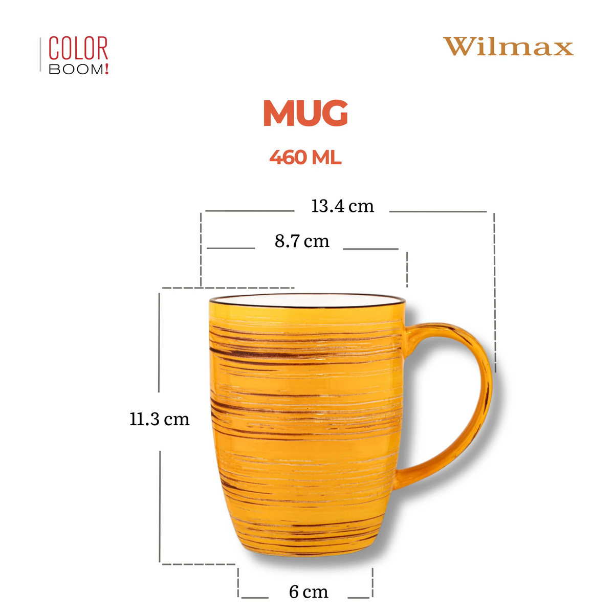 Wilmax Becher 460 ml 6er-Set Gelb aus Porzellan