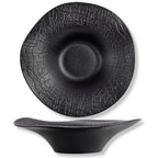 Wilmax Gewellte Servierplatte 30 cm 700 ml Schwarz aus Porzellan