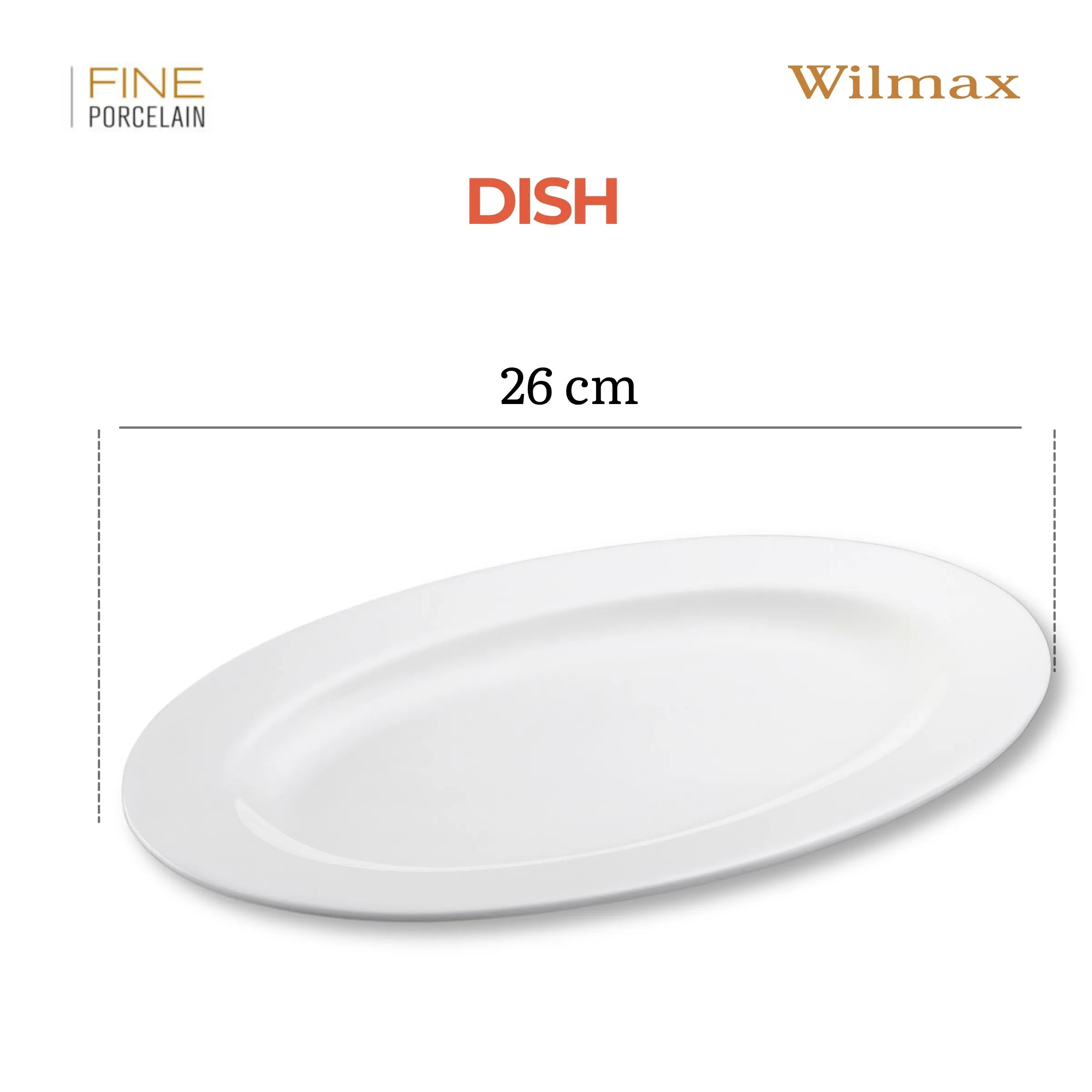 Wilmax Platte 26 cm Weiß aus Porzellan