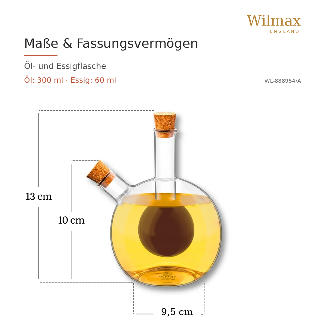 Wilmax Öl- und Essigflasche 300/60 ml Transparent aus Glas