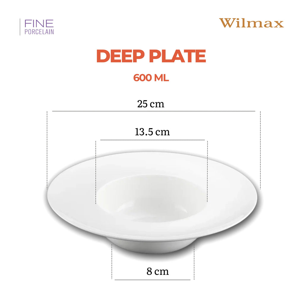 Wilmax Tiefer Teller 25,5 cm 600 ml Weiß aus Porzellan