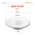 Wilmax Tiefer Teller 25,5 cm 600 ml Weiß aus Porzellan