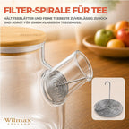 Wilmax Teekanne 1200 ml mit Bambusdeckel Transparent aus Thermoglas