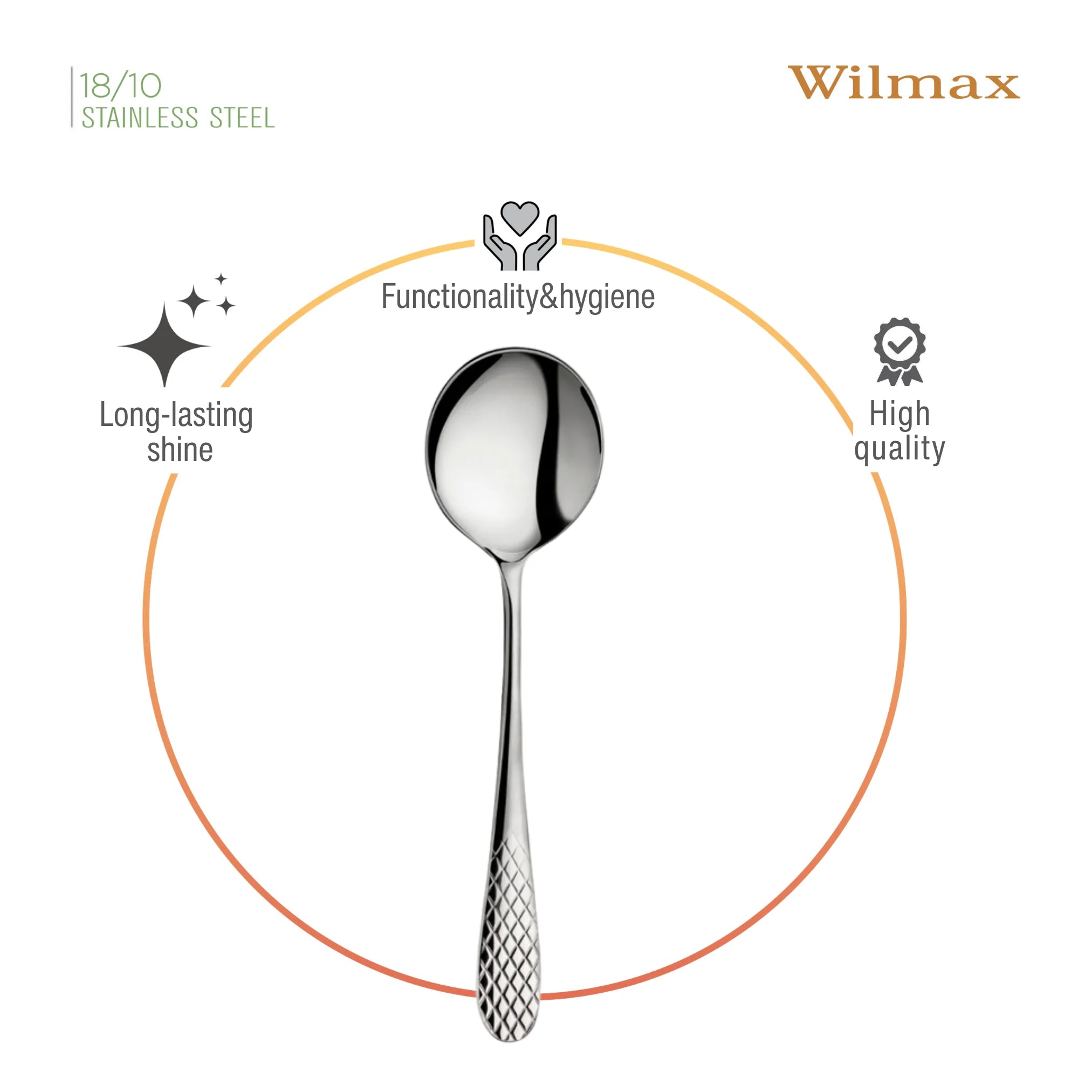 Wilmax Suppenlöffel 18 cm 2er-Set Silber aus Edelstahl