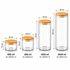 Wilmax Vorratsglas 400 ml mit Bambusdeckel Transparent