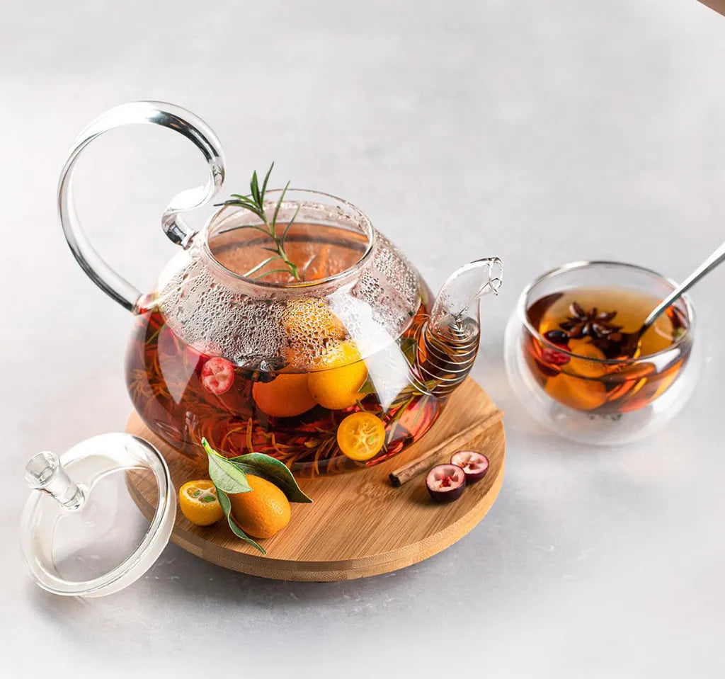 Wilmax Teekanne 800 ml mit Federfilter und Glasdeckel Transparent aus Thermoglas